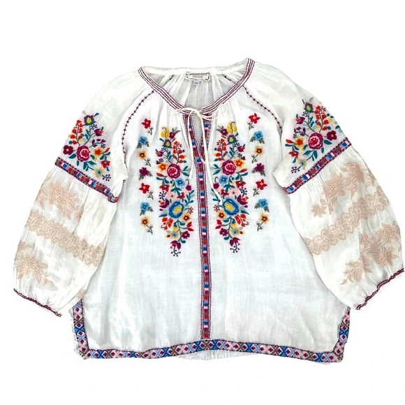Johnny Was Allegra Embroidered Peasant Blouse Size Large - Picture 3 of 11